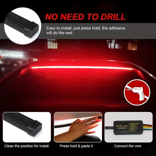 100cm Car Rear Third Brake Light LED Strip Multi-mode Warning Lights LED Decorative Lights Turn Signal Flexible Stop Lamp Bar | 1