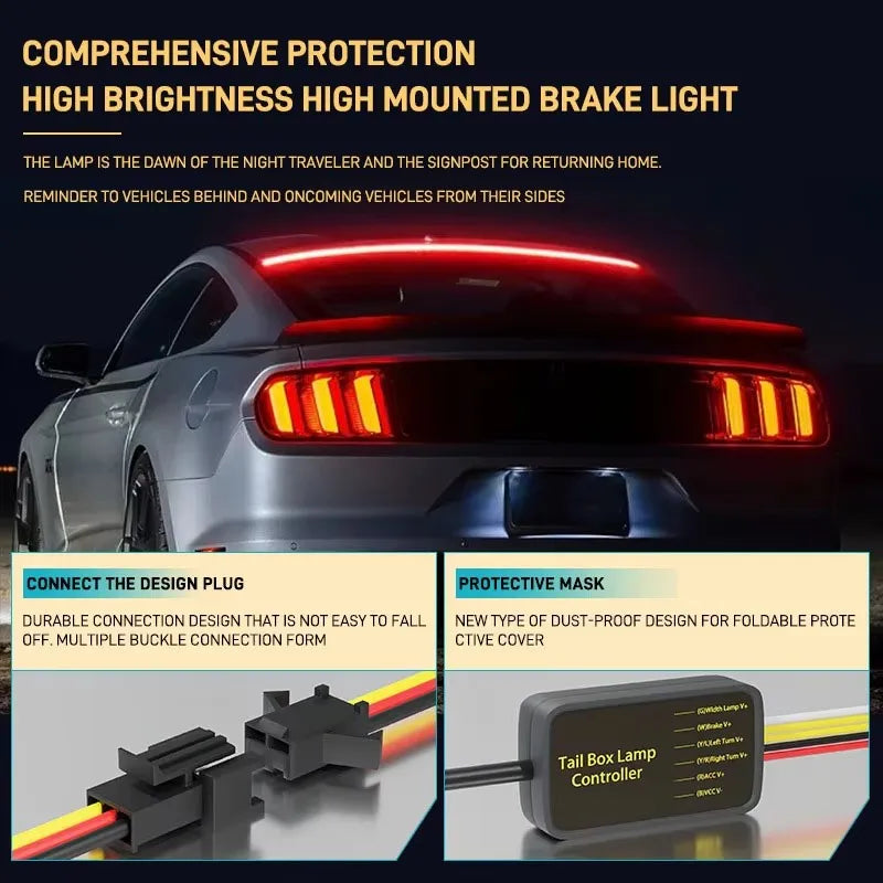 100cm Car Rear Third Brake Light LED Strip Multi-mode Warning Lights LED Decorative Lights Turn Signal Flexible Stop Lamp Bar | 5