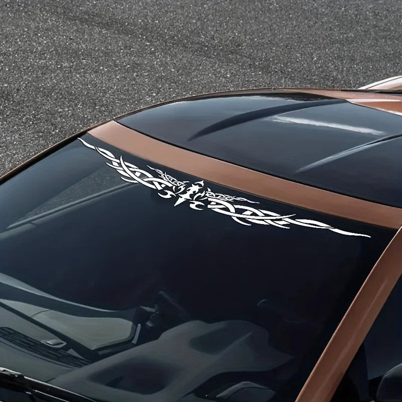 1PC Laser Reflective Wing Stripe Decal - 98.5x11.8cm Vinyl Sticker for Car Exterior (Cool Totem Design, Waterproof) | 1
