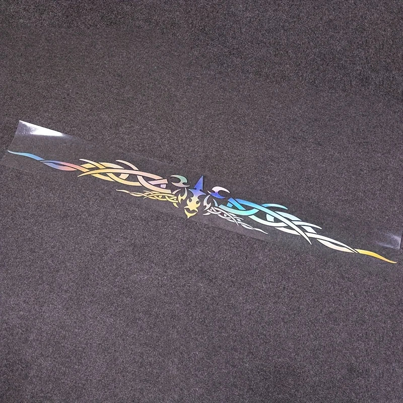 1PC Laser Reflective Wing Stripe Decal - 98.5x11.8cm Vinyl Sticker for Car Exterior (Cool Totem Design, Waterproof) | 4