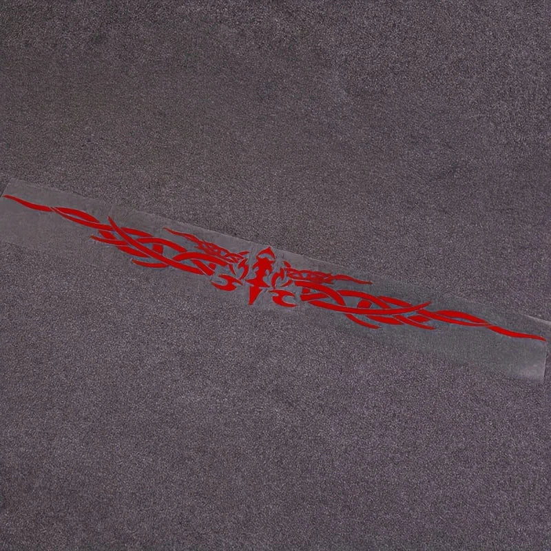 1PC Laser Reflective Wing Stripe Decal - 98.5x11.8cm Vinyl Sticker for Car Exterior (Cool Totem Design, Waterproof) | Color Name:Red
