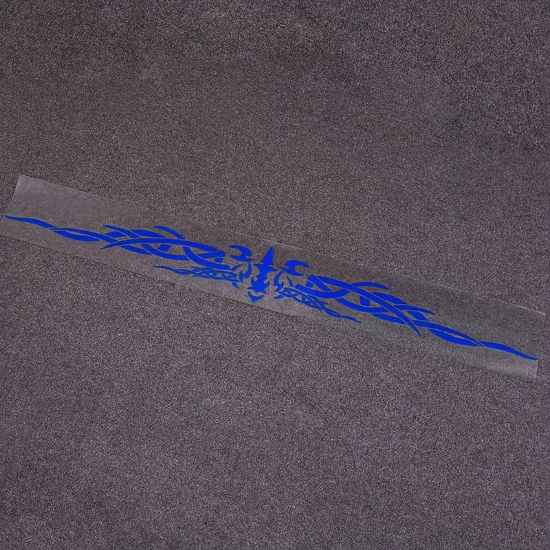1PC Laser Reflective Wing Stripe Decal - 98.5x11.8cm Vinyl Sticker for Car Exterior (Cool Totem Design, Waterproof) | Color Name:Blue
