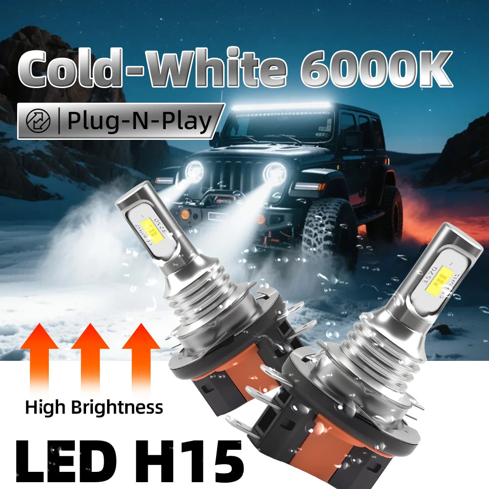 2Pcs H15 LED Headlight Bulb 20000LM High Beam Day Driving Running Light 3570 CSP Car Light Auto Lamp for VW Audi BMW Ford Mazda | 0