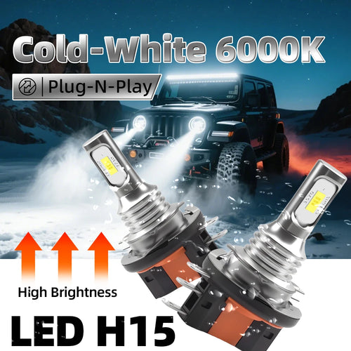 2Pcs H15 LED Headlight Bulb 20000LM High Beam Day Driving Running Light 3570 CSP Car Light Auto Lamp for VW Audi BMW Ford Mazda | 0
