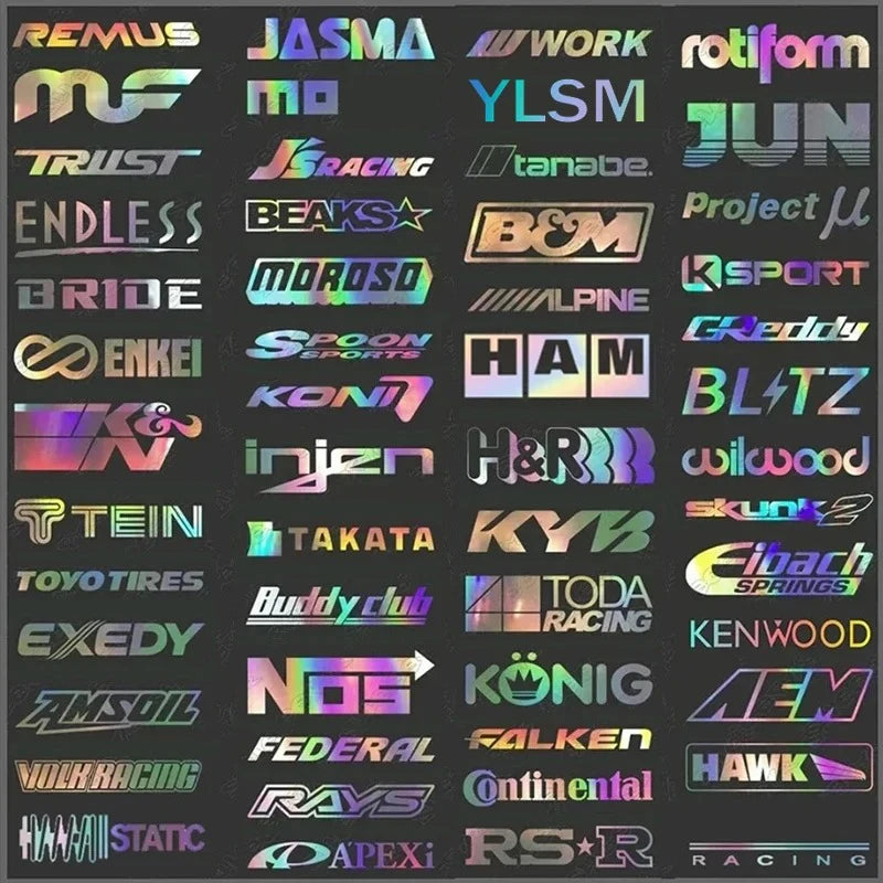 15pcs Car Stickers Set Random Styles Reflective Racing Sponsor Vinyl Decals for JDM Style Car Window Bumper Decoration Stickers | 0